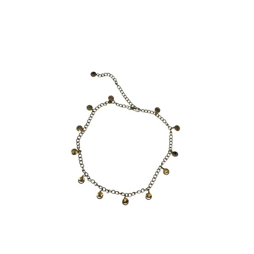 Vintage Y2K Gold Happy Face Charm Belt Womens Smiley Kidcore Retro Festival 90s